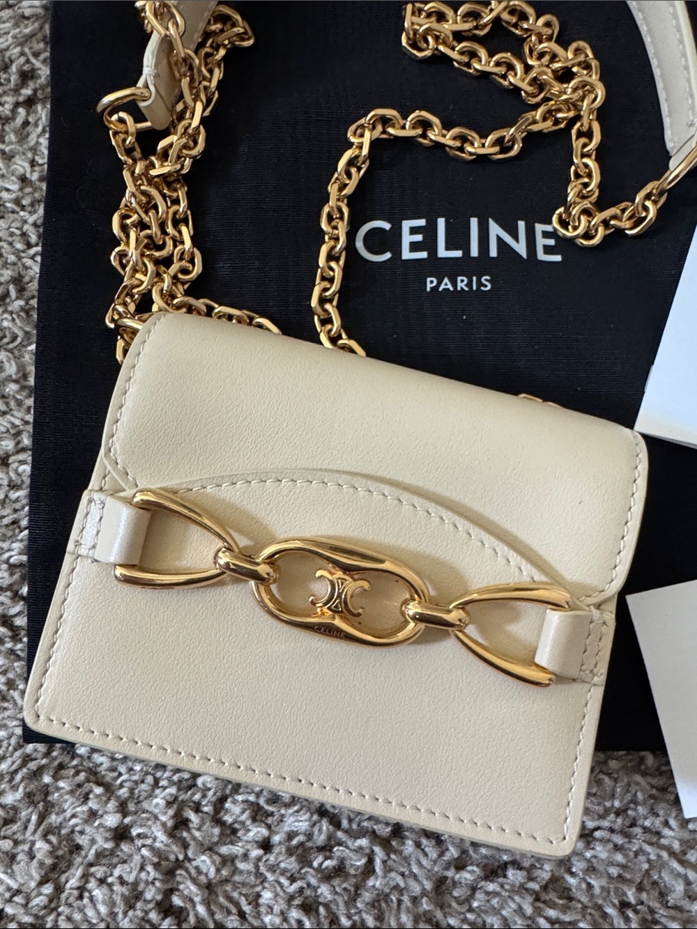 New Celine Card Case Holder on Chain Leather Limited Edition - Picture 2 of 10